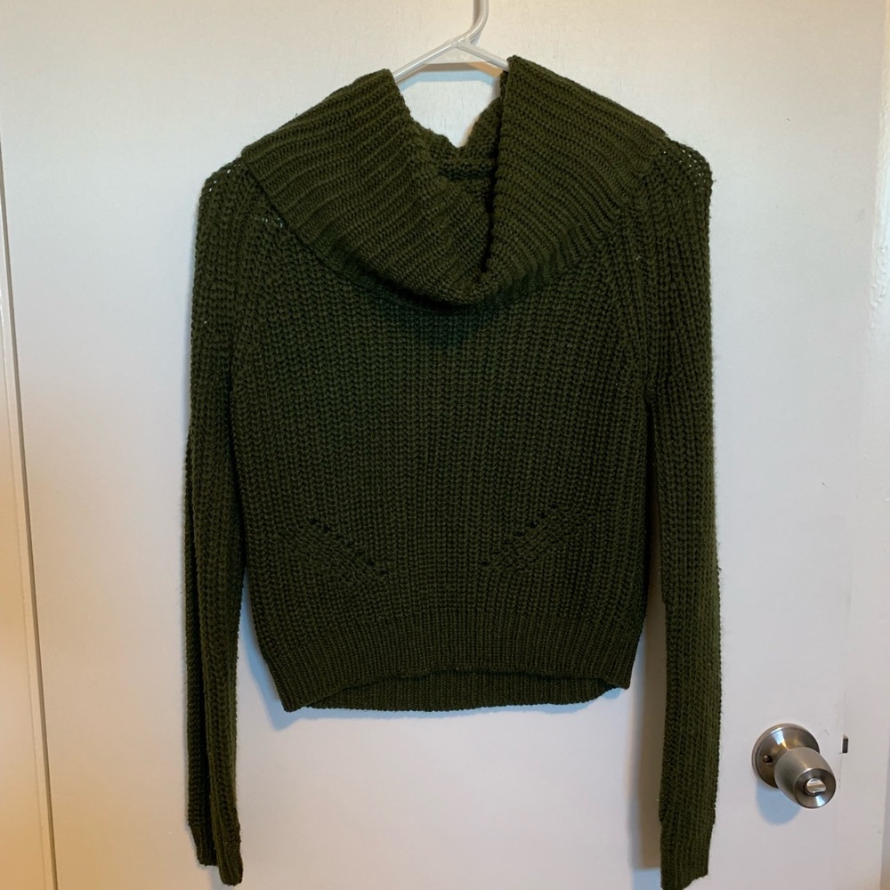 Green cowl neck sweater